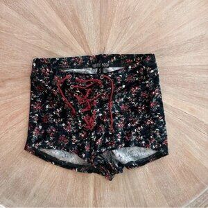 Dolls Kill Current Mood Lace-Up Velvet Shorts Grunge Festival Wear - Siz…